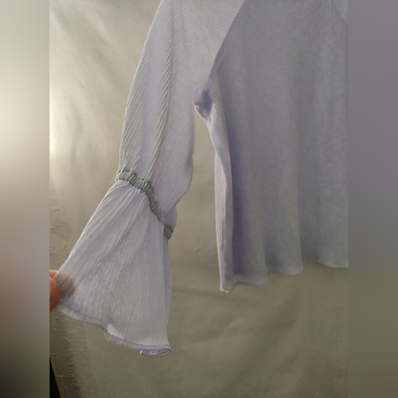 Alfani Top Stretch Bell Sleeves Scoop Neck Lined Textured Lt Purple Size Smal Pt - Picture 3 of 8